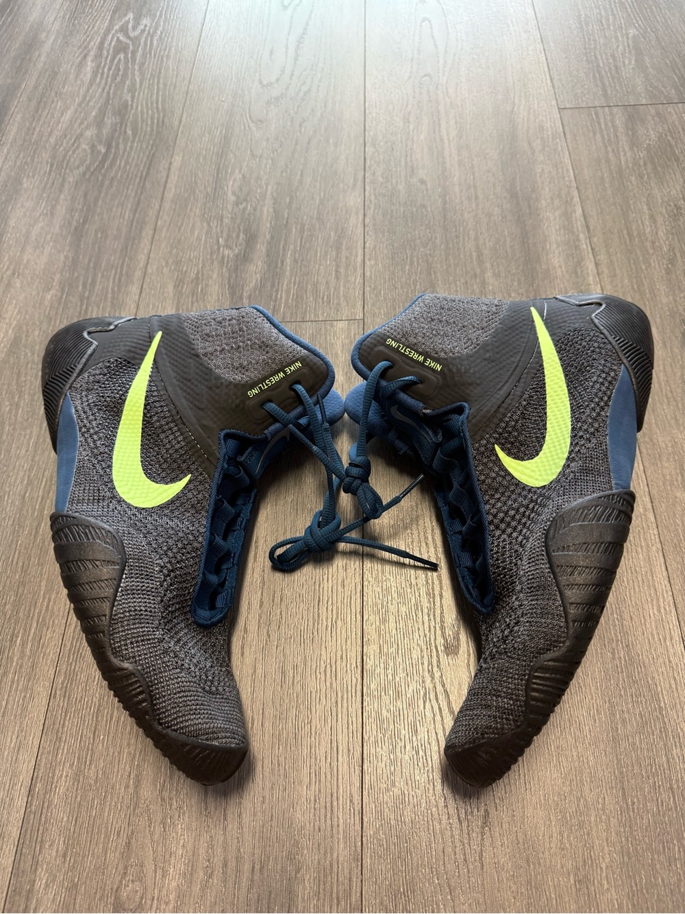 NIKE TAWA FLYKNIT WRESTLING SHOES PE [CI2952-004] FK BLUE BLACK SZ 14